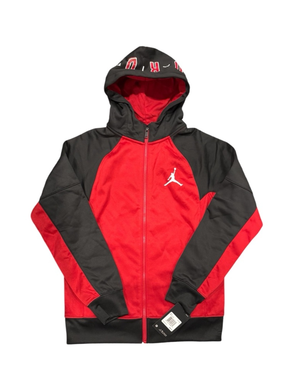 Youth Large Jordan Red and Black Full-Zip Performance Jacket with Hood